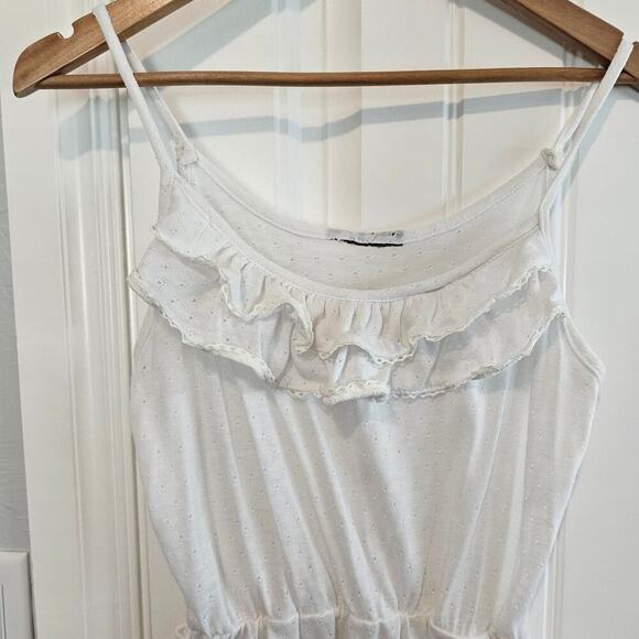 Vintage 80s Dress Womens Large White Ruffles Lace Boho Midi Cottage Festival - Picture 4 of 8